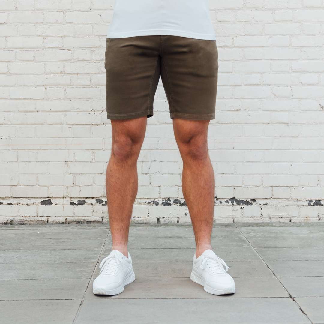 Hyper Stretch Shorts In Olive Green