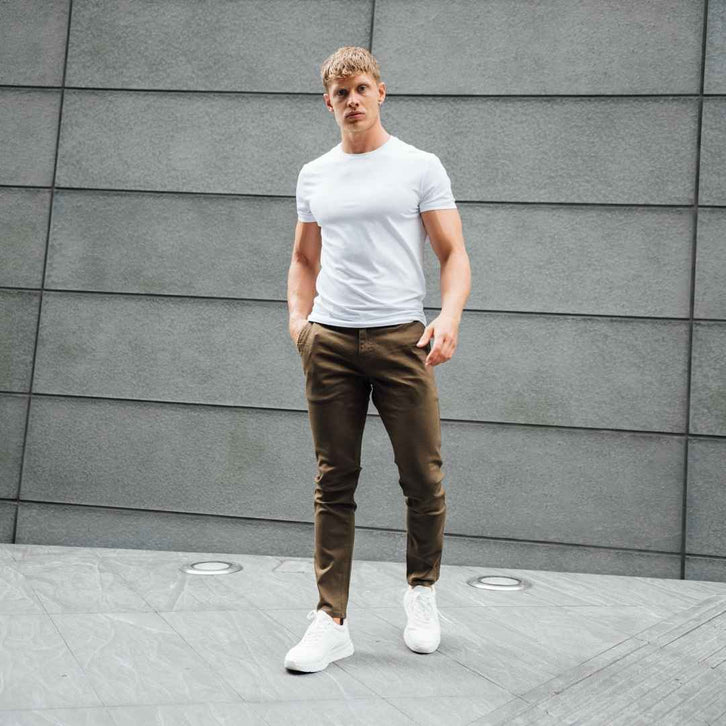Hyper Stretch Chinos In Olive Green