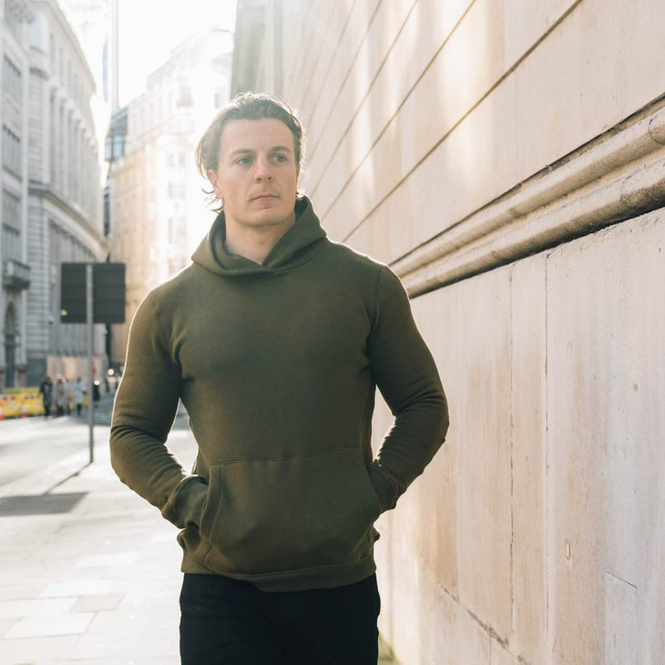 Muscle Fit Hoodie In Olive Green